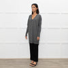 Joseph Grey V-Neck Wool Blend Fine Knit Long Jumper