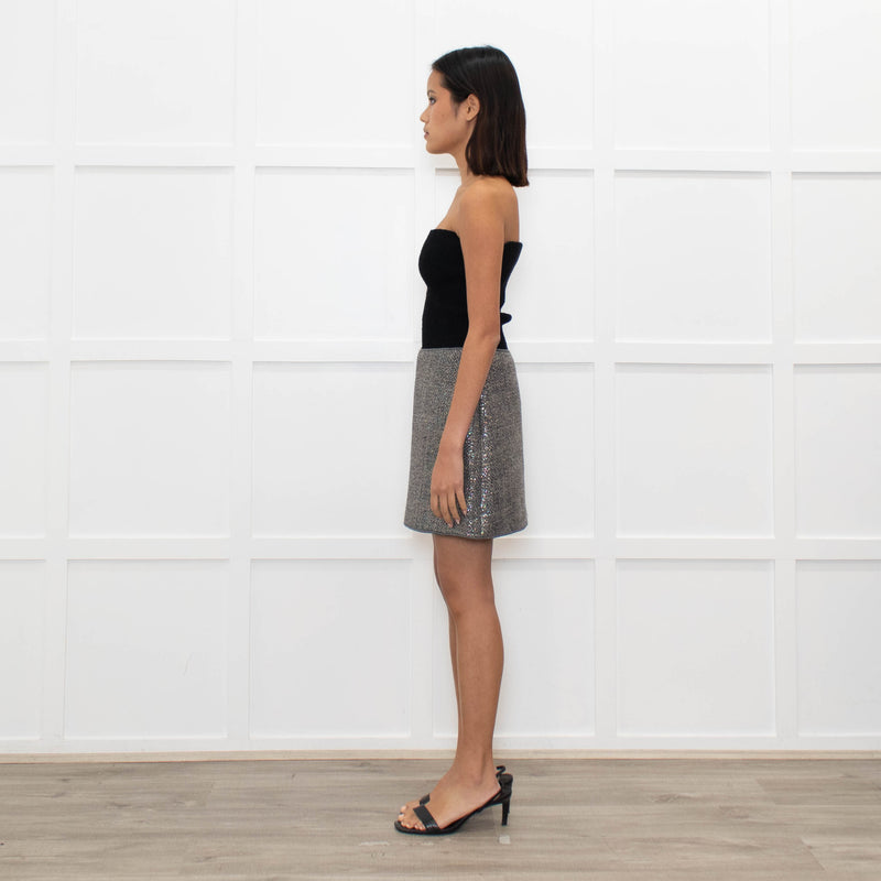 Miu Miu Grey Silver Tweed Mini Skirt