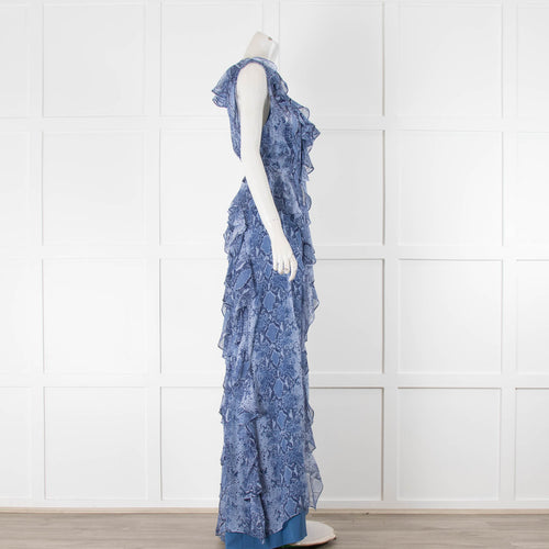 Diane Von Furstenberg Lacey Blue Python Silk Wraparound Dress