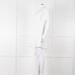 Sezane Ivory Scalloped Lace Trim Short Sleeved Dress