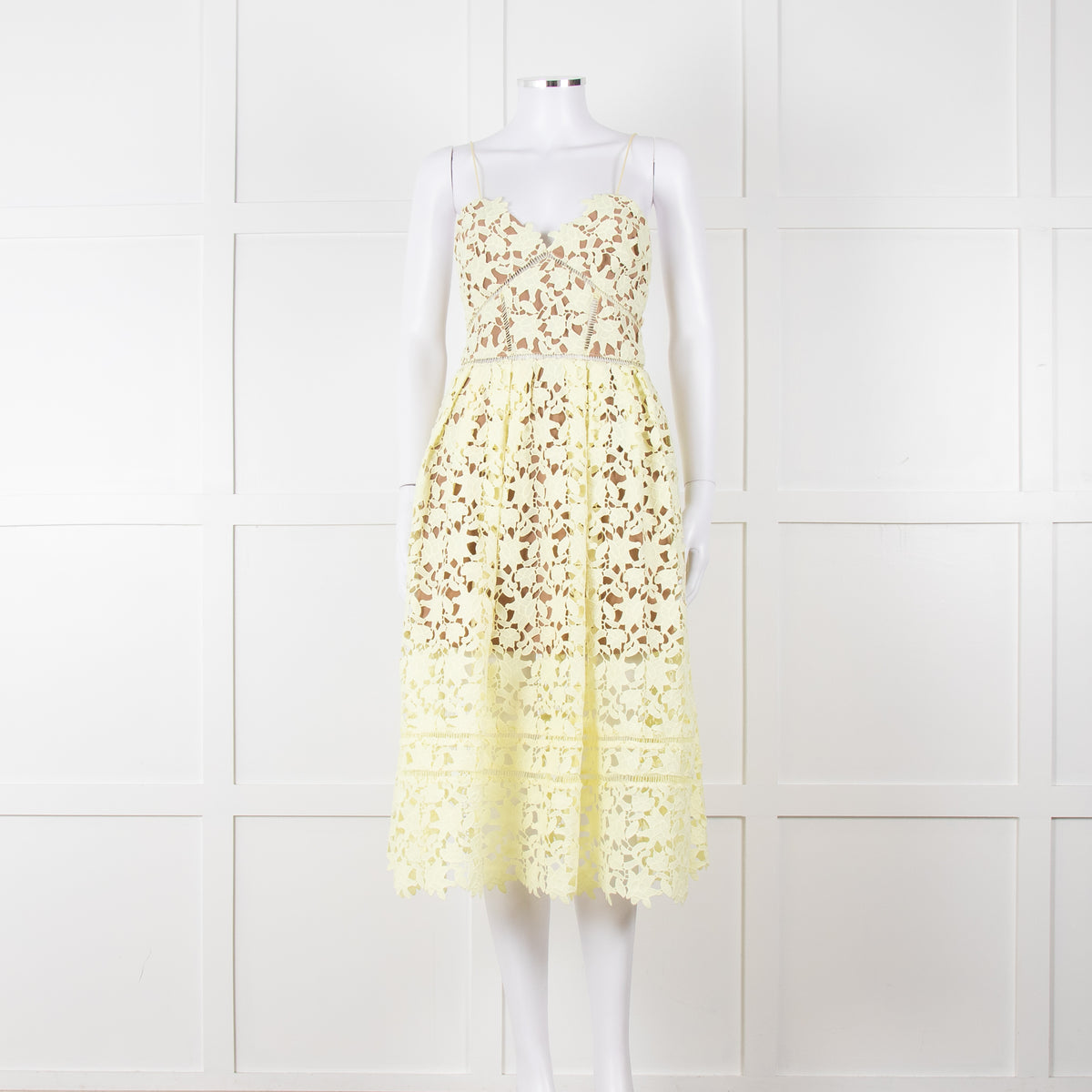 Self Portrait Yellow Lace Strappy Dress