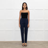 The Fold Black Blue Geometric Pattern Narrow Leg Trousers
