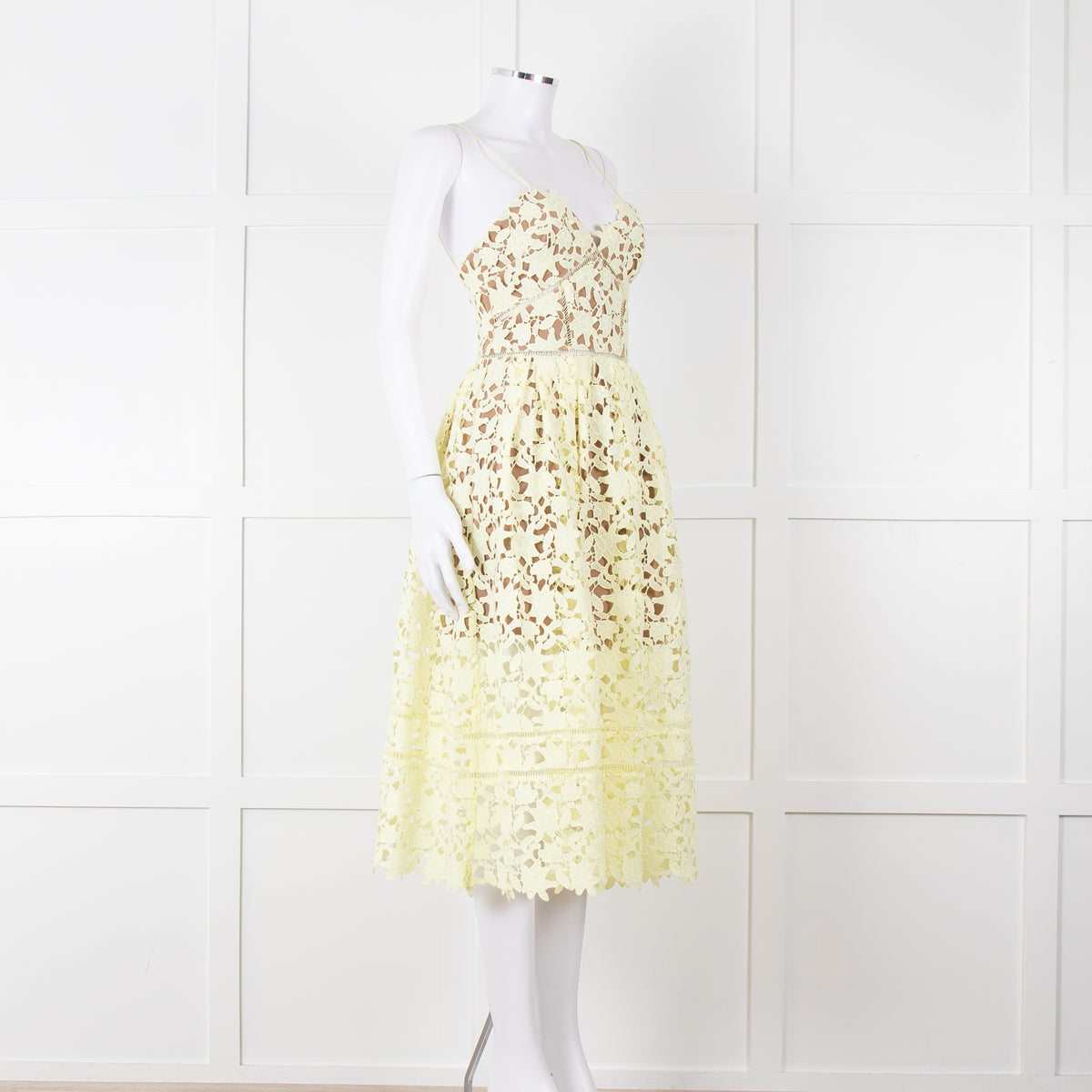 Self Portrait Yellow Lace Strappy Dress