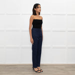The Fold Black Blue Geometric Pattern Narrow Leg Trousers