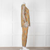 Etro Bronze and Turquoise Lace Trousers with Yellow Lining