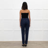 The Fold Black Blue Geometric Pattern Narrow Leg Trousers