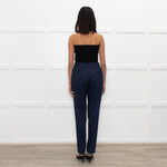 The Fold Black Blue Geometric Pattern Narrow Leg Trousers