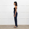 The Fold Black Blue Geometric Pattern Narrow Leg Trousers
