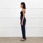 The Fold Black Blue Geometric Pattern Narrow Leg Trousers