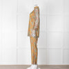Etro Bronze and Turquoise Lace Trousers with Yellow Lining