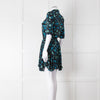 Zadig & Voltaire Blue and Green Leaf Print Button Up Mini Dress