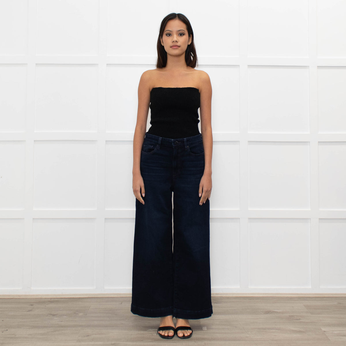 Paige Blue Wide Leg Denim Trousers
