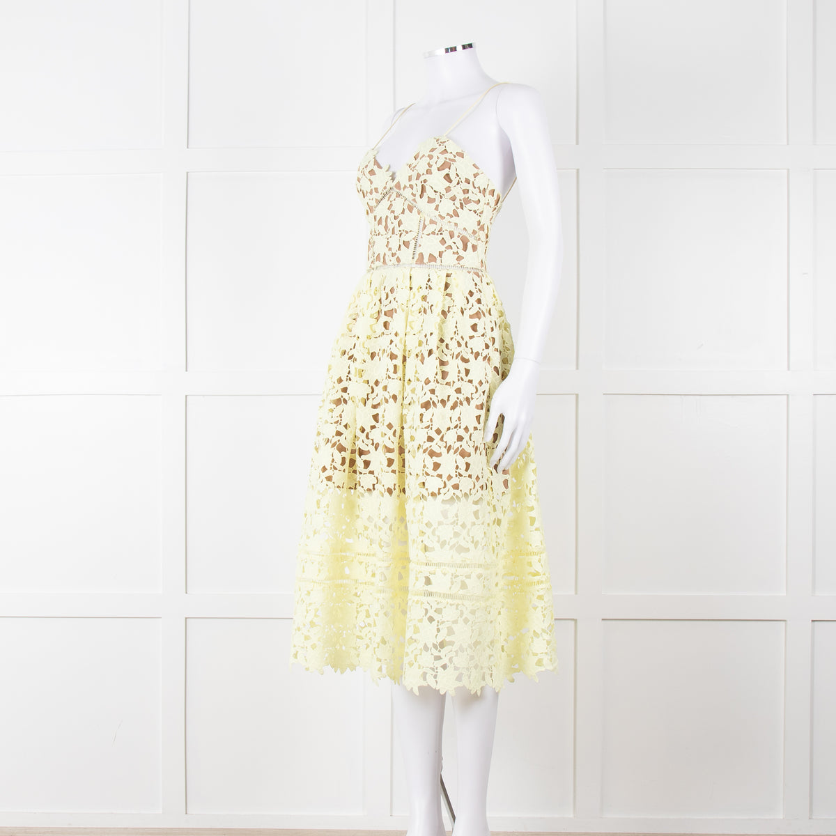 Self Portrait Yellow Lace Strappy Dress