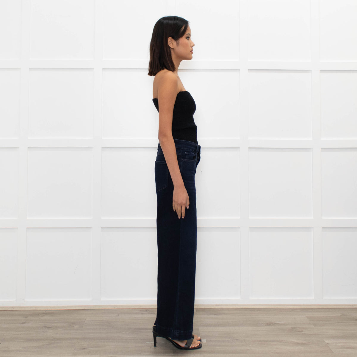 Paige Blue Wide Leg Denim Trousers