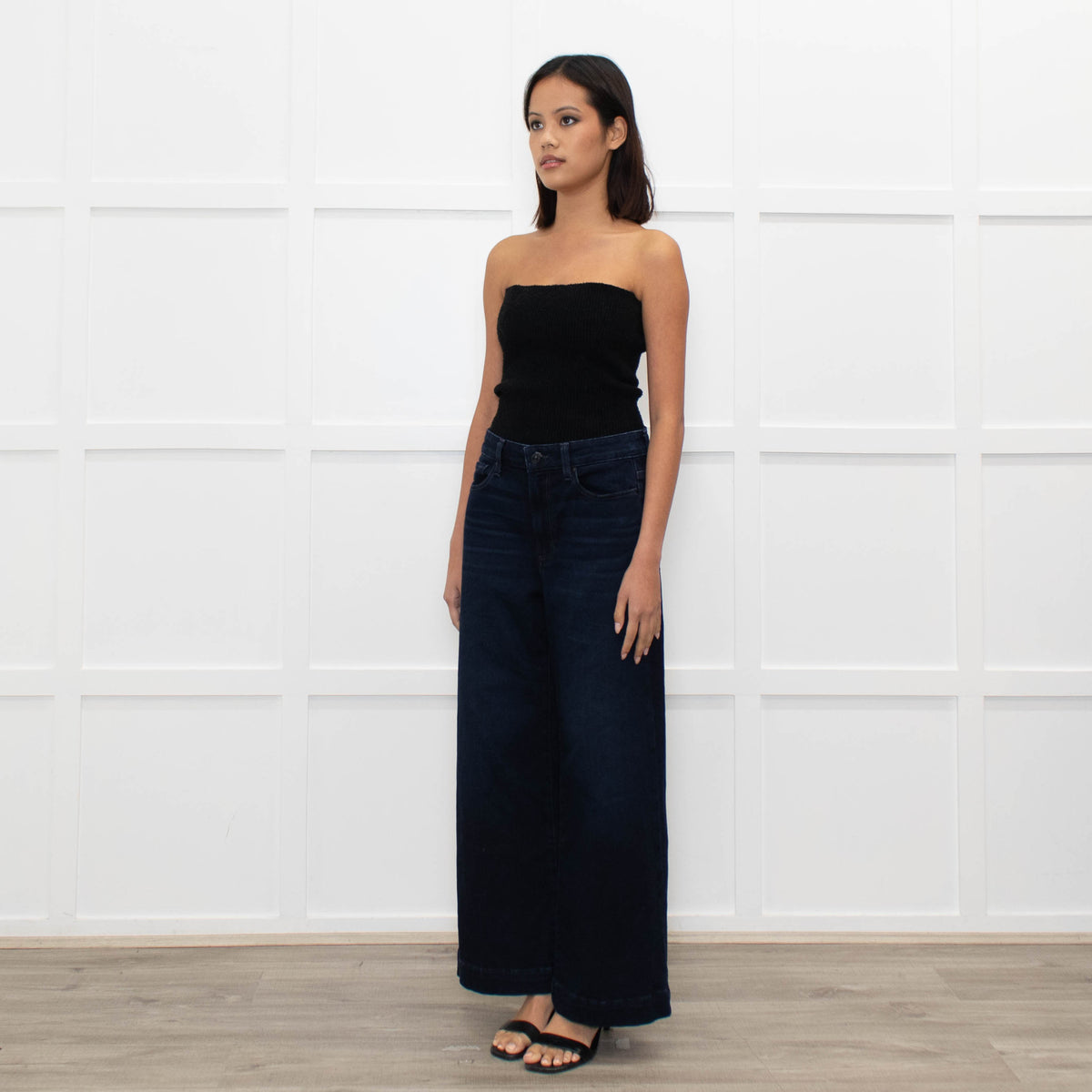 Paige Blue Wide Leg Denim Trousers