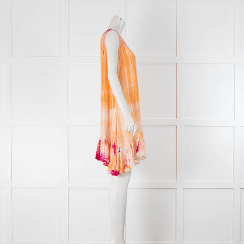 Anna Kosturova Orange & Pink Silk Tie Dye Beach Cover Up
