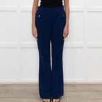 Carven Mid Blue Button Pocket Flare Trousers