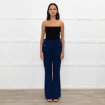Carven Mid Blue Button Pocket Flare Trousers