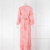 Melissa Odabash Pink & White Fern Print Maxi Wraparound Dress