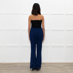 Carven Mid Blue Button Pocket Flare Trousers