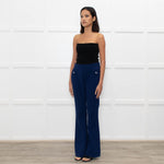 Carven Mid Blue Button Pocket Flare Trousers
