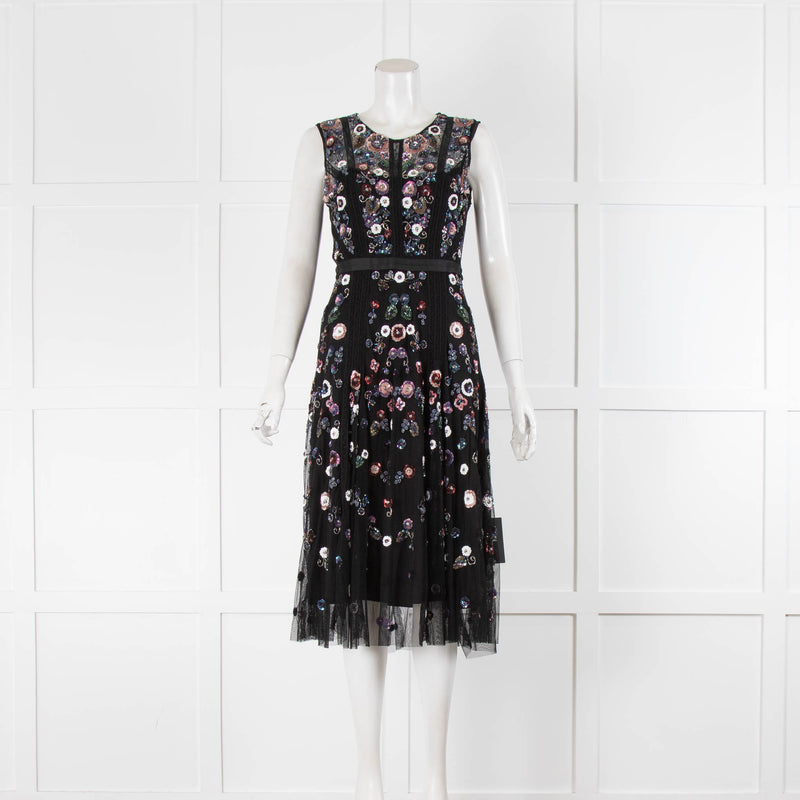 Needle & Thread Black With Floral Sequin Ombre Dress