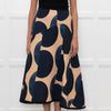 Odeeh Blue Caramel Geometric Print A-Line Skirt