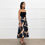 Odeeh Blue Caramel Geometric Print A-Line Skirt
