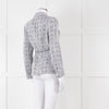 Maje Navy White Silver Buttons Tweedy Belted Jacket