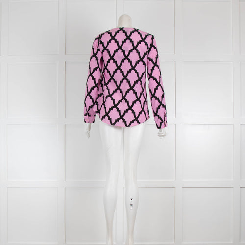 Camisa Austria Pink and Black Abstract Print Shirt