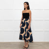 Odeeh Blue Caramel Geometric Print A-Line Skirt