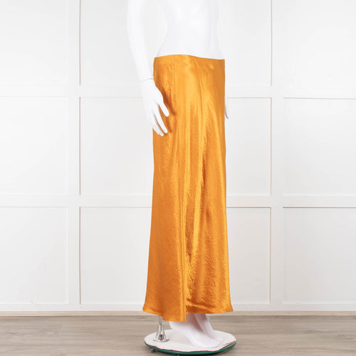 Vince Orange Satin Slip Skirt