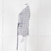 Maje Navy White Silver Buttons Tweedy Belted Jacket
