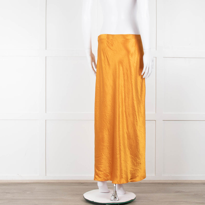 Vince Orange Satin Slip Skirt