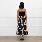 Odeeh Blue Caramel Geometric Print A-Line Skirt