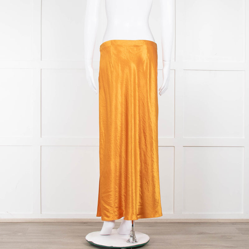Vince Orange Satin Slip Skirt