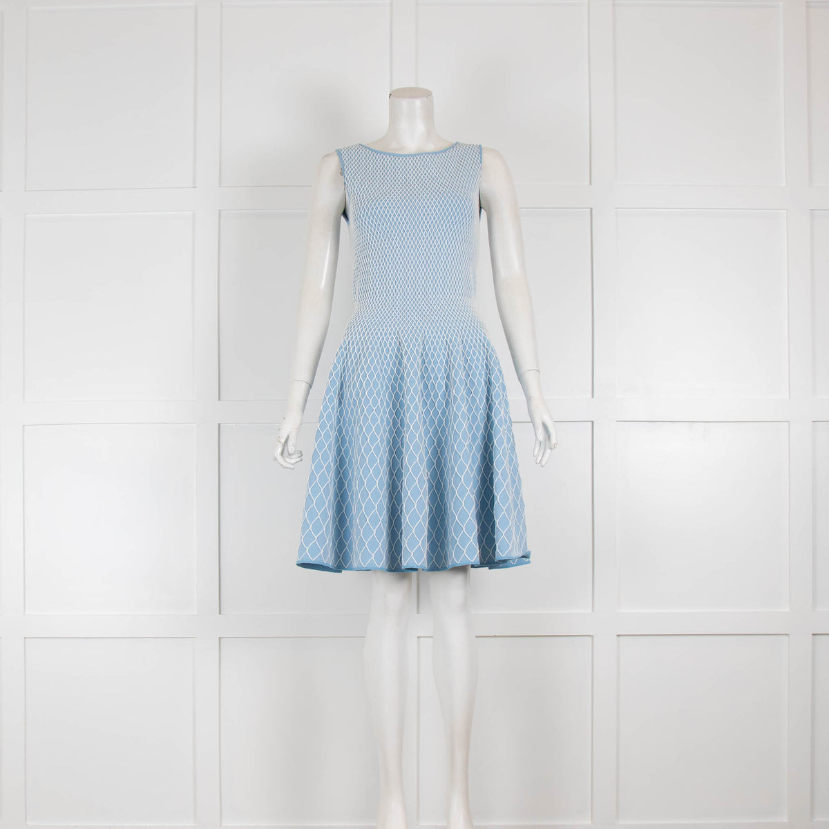 Antonino Valenti Blue and White Sleeveless shift Dress