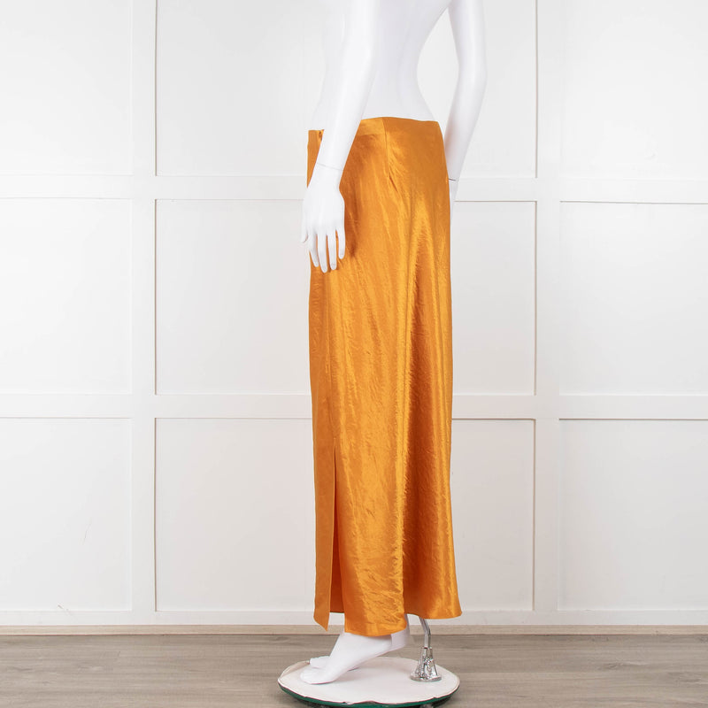 Vince Orange Satin Slip Skirt