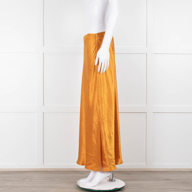Vince Orange Satin Slip Skirt