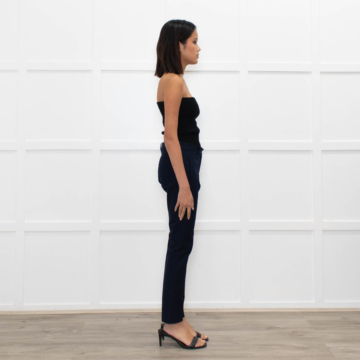 Joseph Navy Slim Leg Cotton Blend Trousers