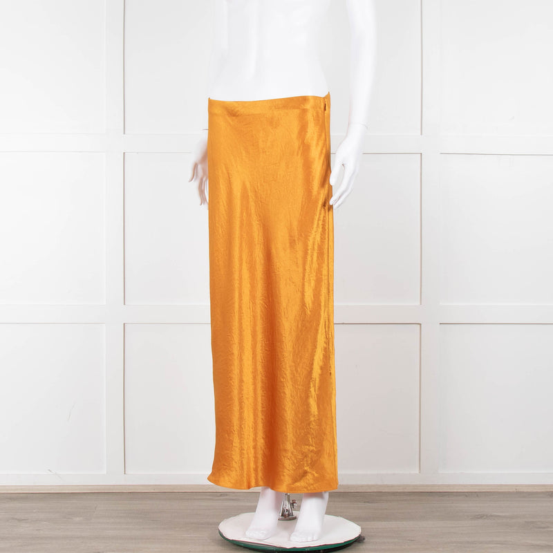 Vince Orange Satin Slip Skirt