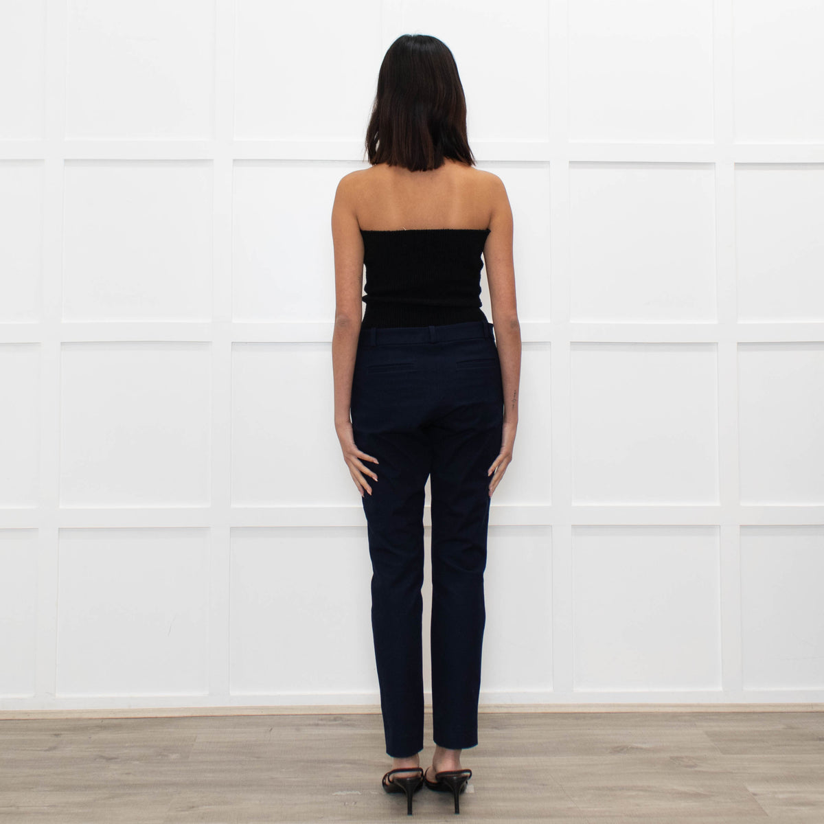 Joseph Navy Slim Leg Cotton Blend Trousers