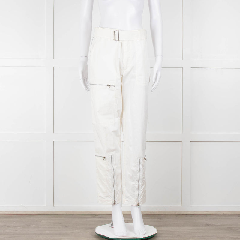 Helmut Lang White Cargo Trousers With Zips