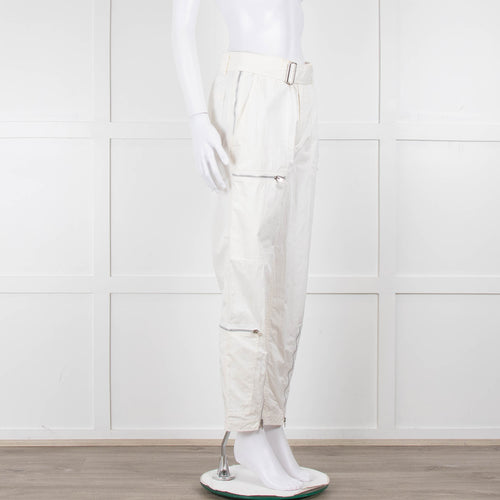 Helmut Lang White Cargo Trousers With Zips