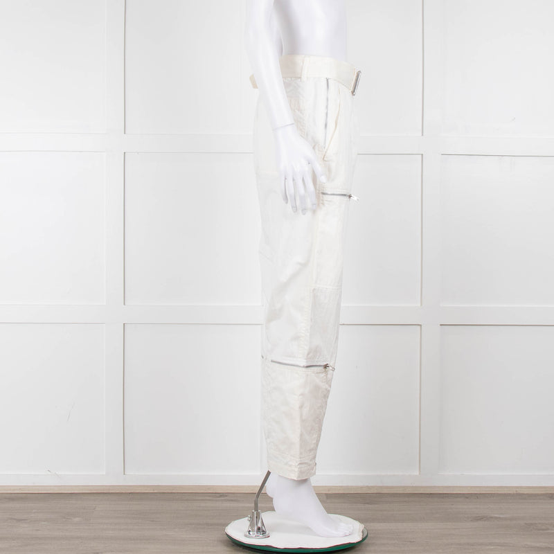 Helmut Lang White Cargo Trousers With Zips