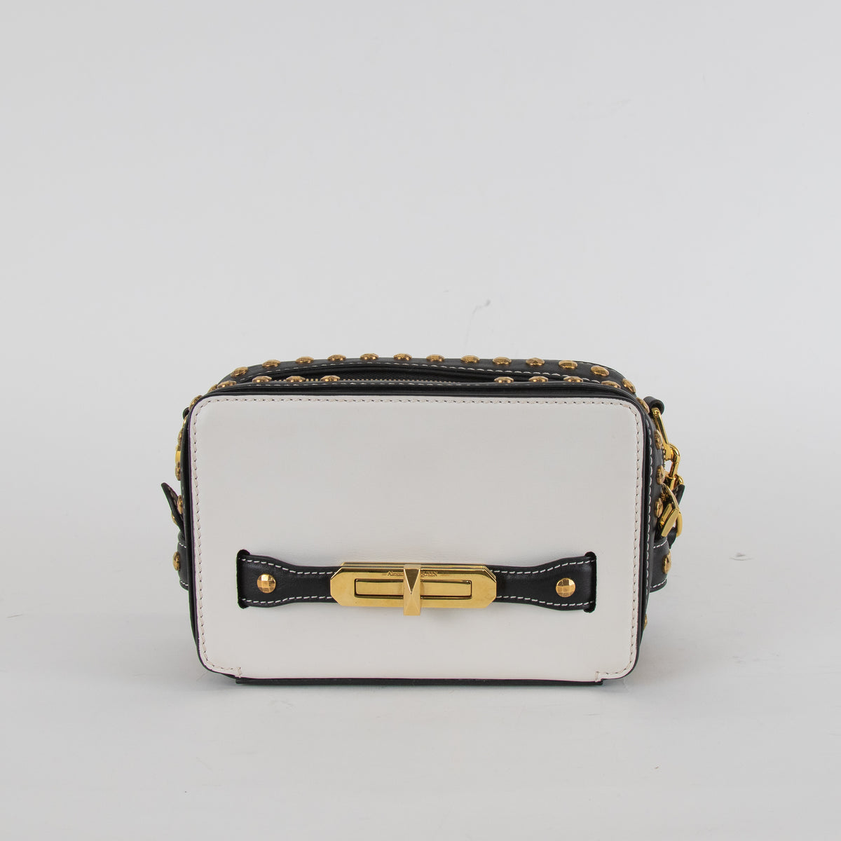 Alexander McQueen Black and White Myth Lock Camera Bag