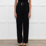 Iro Black Wool High Waisted Belted Trousers