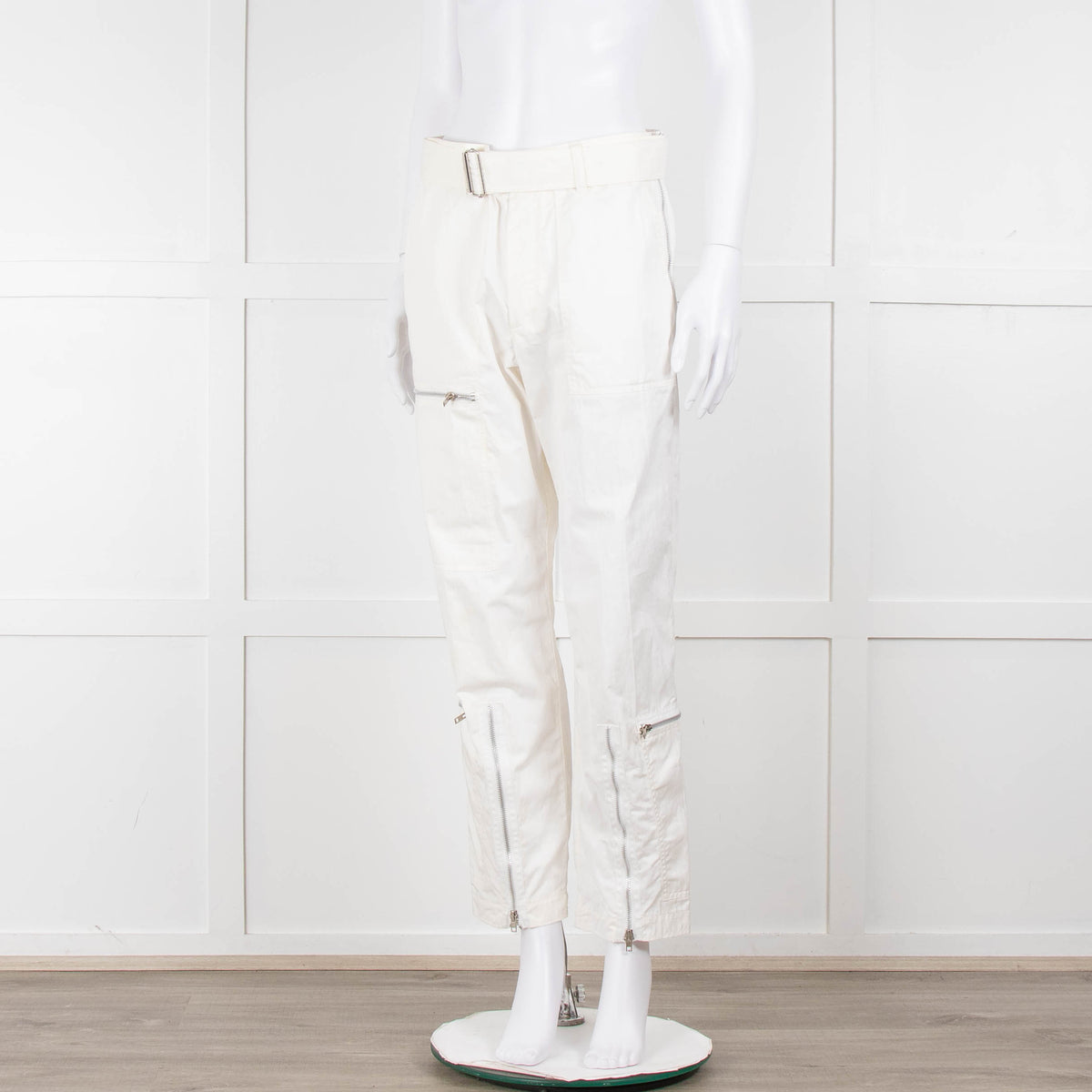 Helmut Lang White Cargo Trousers With Zips