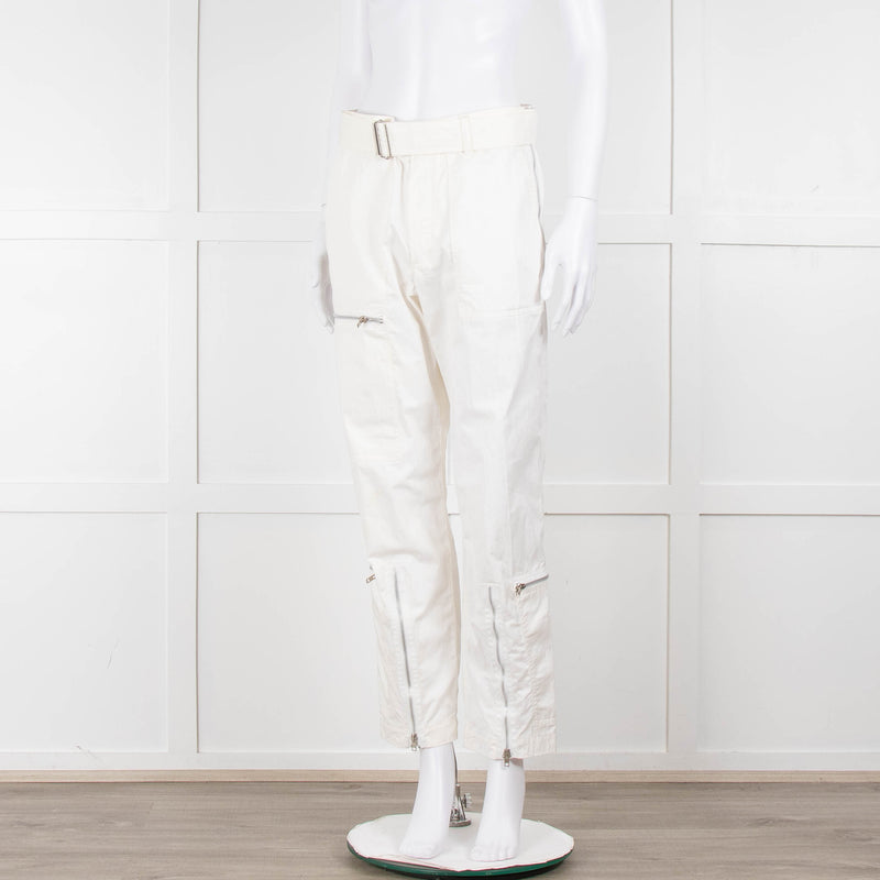 Helmut Lang White Cargo Trousers With Zips