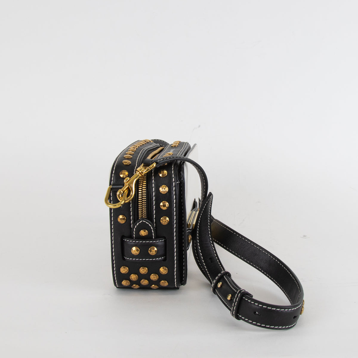 Alexander McQueen Black and White Myth Lock Camera Bag